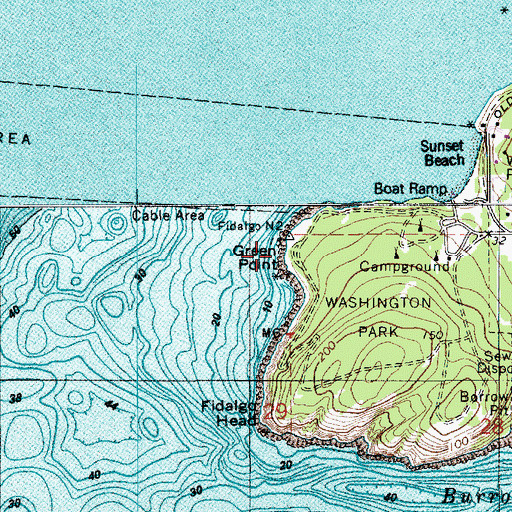 Topographic Map of Green Point, WA