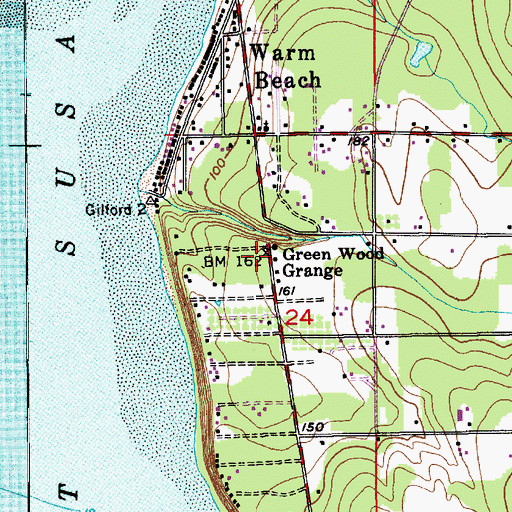 Topographic Map of Green Wood Grange, WA