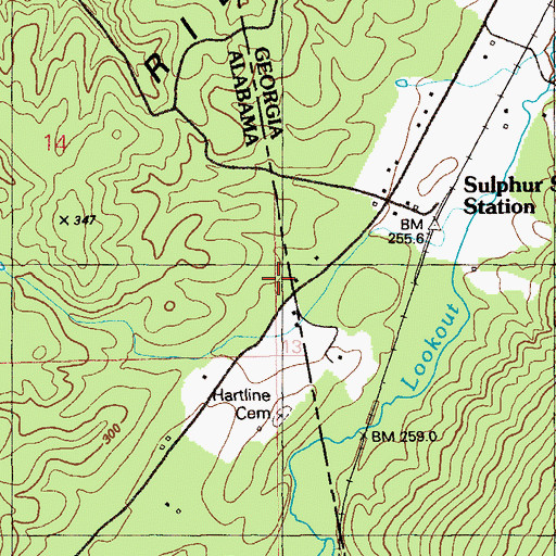 Topographic Map of State Line Church, AL