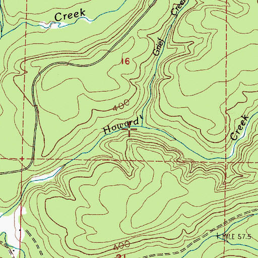 Topographic Map of Grief Creek, WA