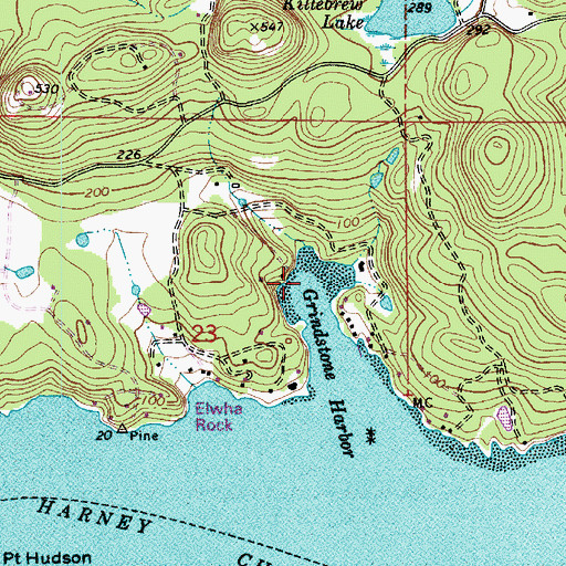 Topographic Map of Grindstone Harbor, WA