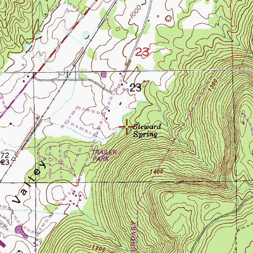 Topographic Map of Steward Spring, AL