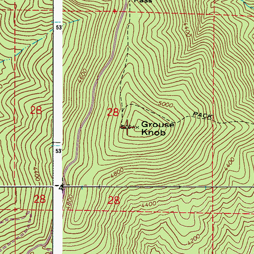 Topographic Map of Grouse Knob, WA