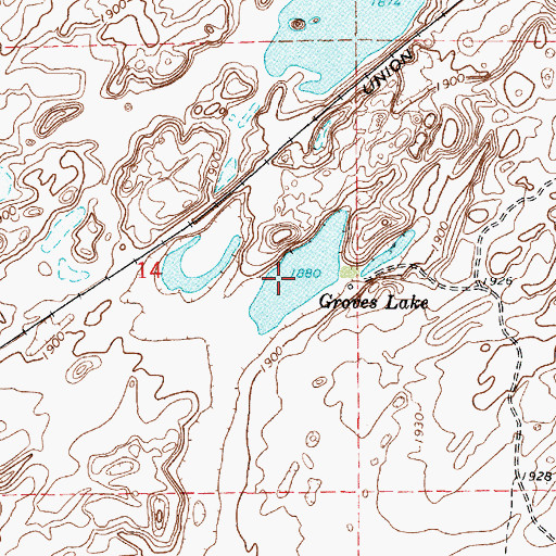 Topographic Map of Groves Lake, WA