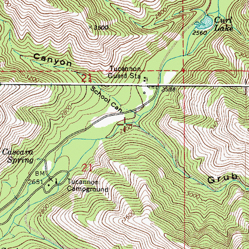 Topographic Map of Grub Canyon, WA