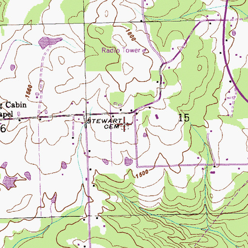Topographic Map of Stewart Cemetery, AL