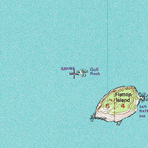 Topographic Map of Gull Rock, WA