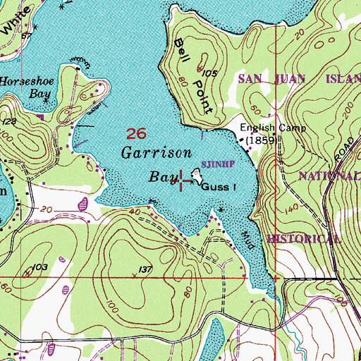 Topographic Map of Guss Island, WA