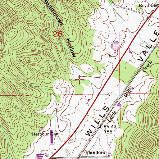 Topographic Map of Stillhouse Hollow, AL