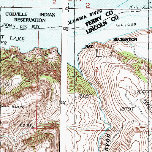 Topographic Map of Halverson Canyon, WA