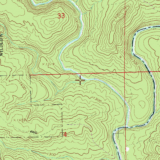 Topographic Map of Straight Creek, AL