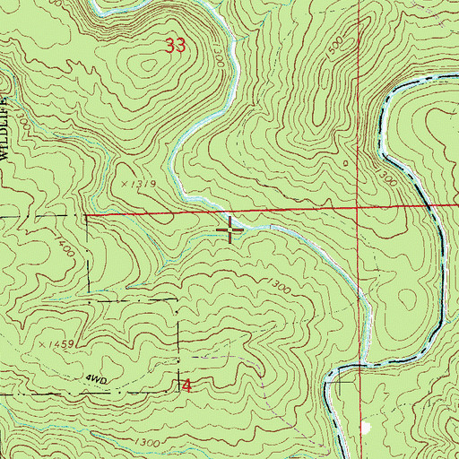 Topographic Map of Straight Creek, AL