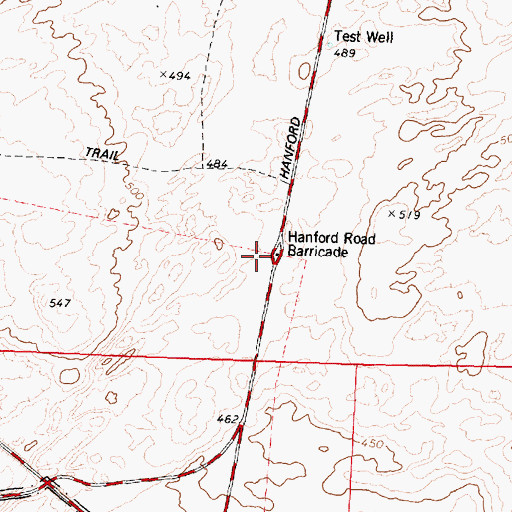 Topographic Map of Hanford Road Barricade, WA