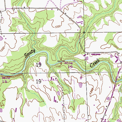 Topographic Map of Straight Creek, AL