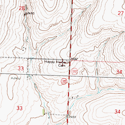 Topographic Map of Farmer Happy Home Cemetery, WA