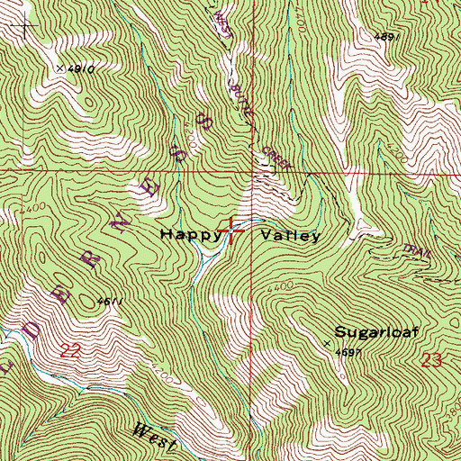 Topographic Map of Happy Valley, WA