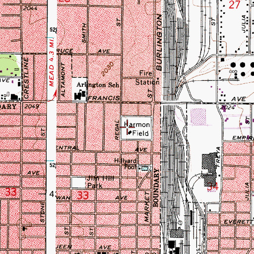 Topographic Map of Harmon Field, WA