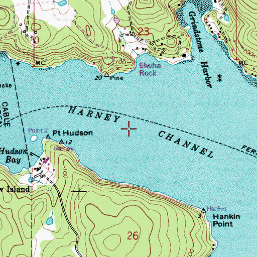 Topographic Map of Harney Channel, WA