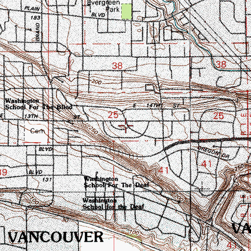 Topographic Map of Harney Hill Youth Center, WA