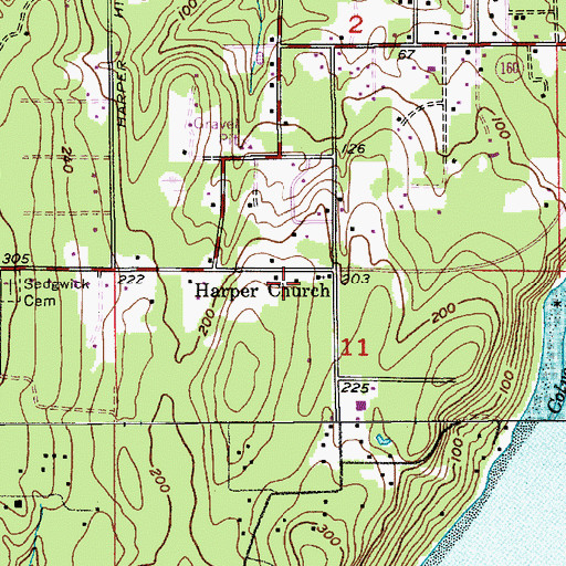 Topographic Map of Harper Church, WA