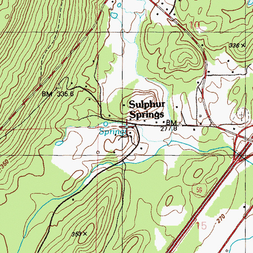 Topographic Map of Sulphur Springs, AL