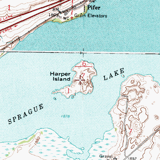 Topographic Map of Harper Island, WA