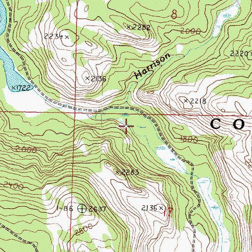 Topographic Map of Harrison Creek, WA