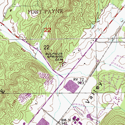 Topographic Map of Sulphur Springs Cemetery, AL