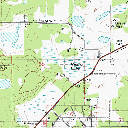 Topographic Map of Hastie Lake, WA