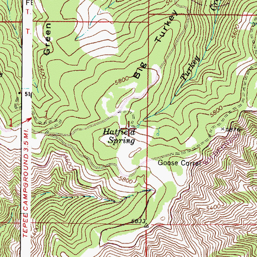 Topographic Map of Hatfield Spring, WA