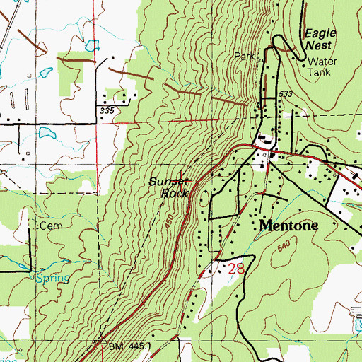 Topographic Map of Sunset Rock, AL