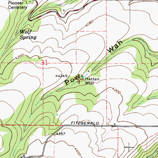 Topographic Map of Hatten Well, WA