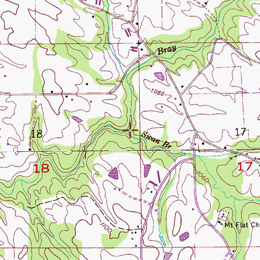 Topographic Map of Swan Branch, AL