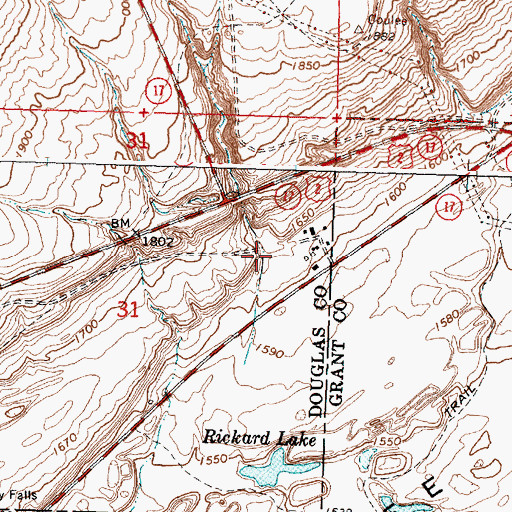 Topographic Map of Haynes Canyon, WA