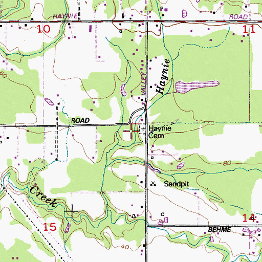 Topographic Map of Haynie Cemetery, WA