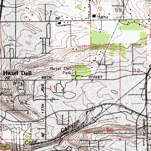 Topographic Map of Hazel Dell Park, WA