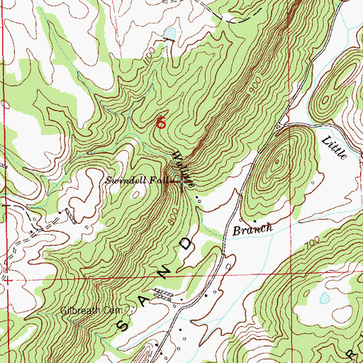 Topographic Map of Swindell Falls, AL