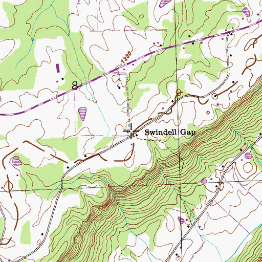 Topographic Map of Swindell Gap, AL
