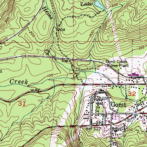 Topographic Map of Heins Creek, WA