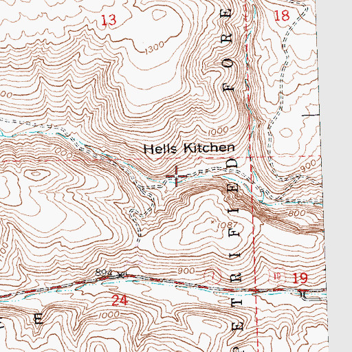 Topographic Map of Hells Kitchen, WA