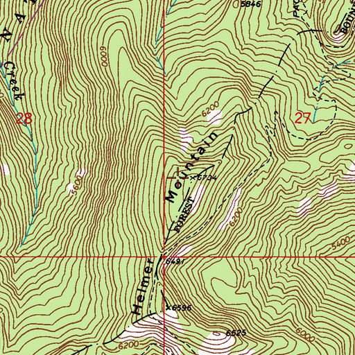 Topographic Map of Helmer Mountain, WA