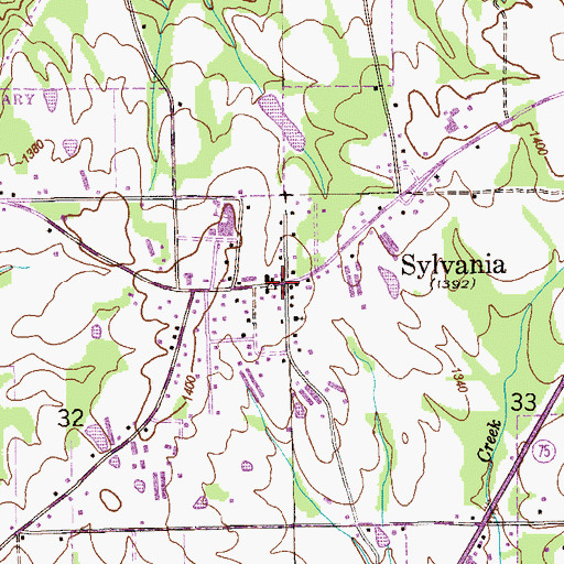 Topographic Map of Sylvania, AL