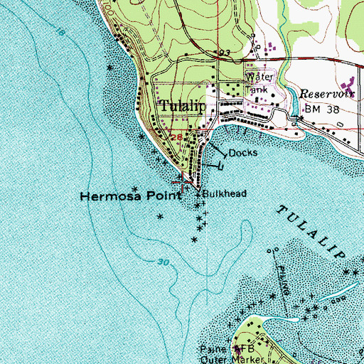 Topographic Map of Hermosa Point, WA