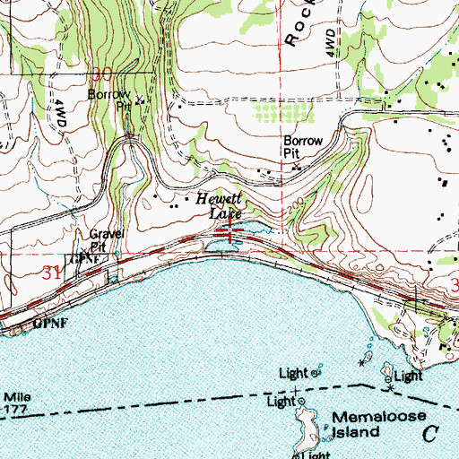 Topographic Map of Hewett Lake, WA