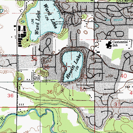 Topographic Map of Hewitt Lake, WA
