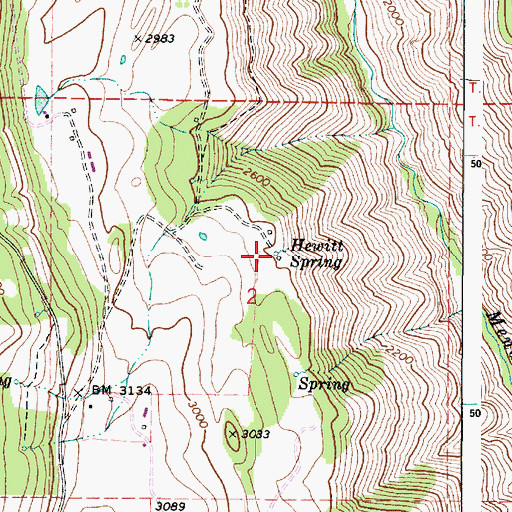 Topographic Map of Hewitt Spring, WA