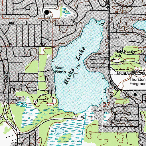 Topographic Map of Hicks Lake, WA