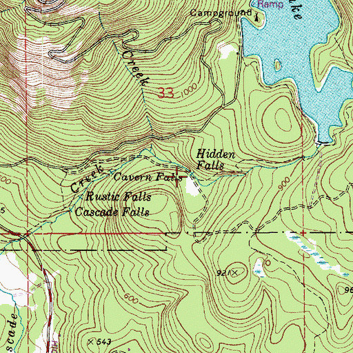 Topographic Map of Hidden Falls, WA