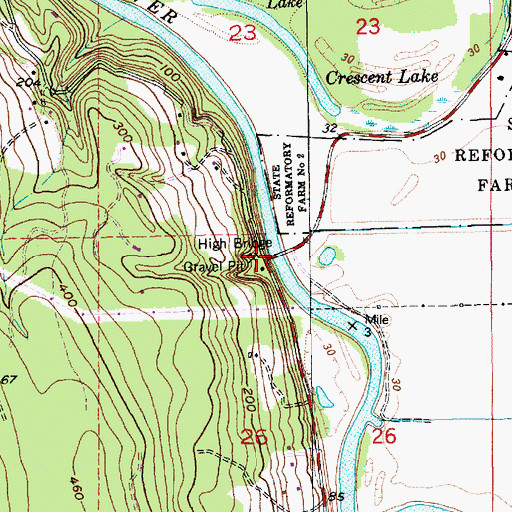 Topographic Map of High Bridge, WA