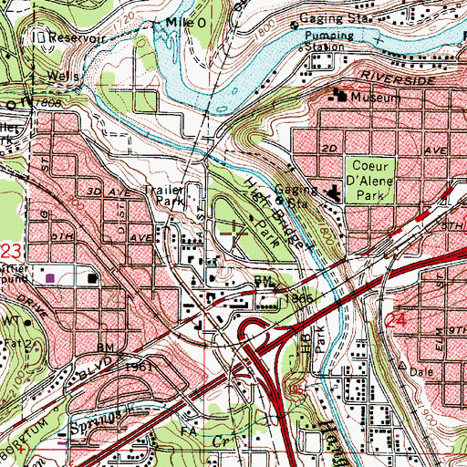 Topographic Map of High Bridge Park, WA
